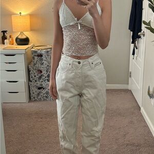 White Lace Crop Top and Pants Set